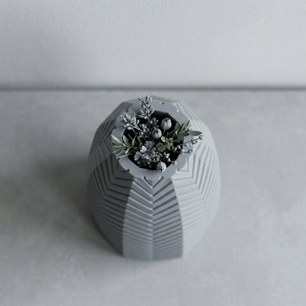 Vaso Cadência Vertical Escultural Cinza — foto 4