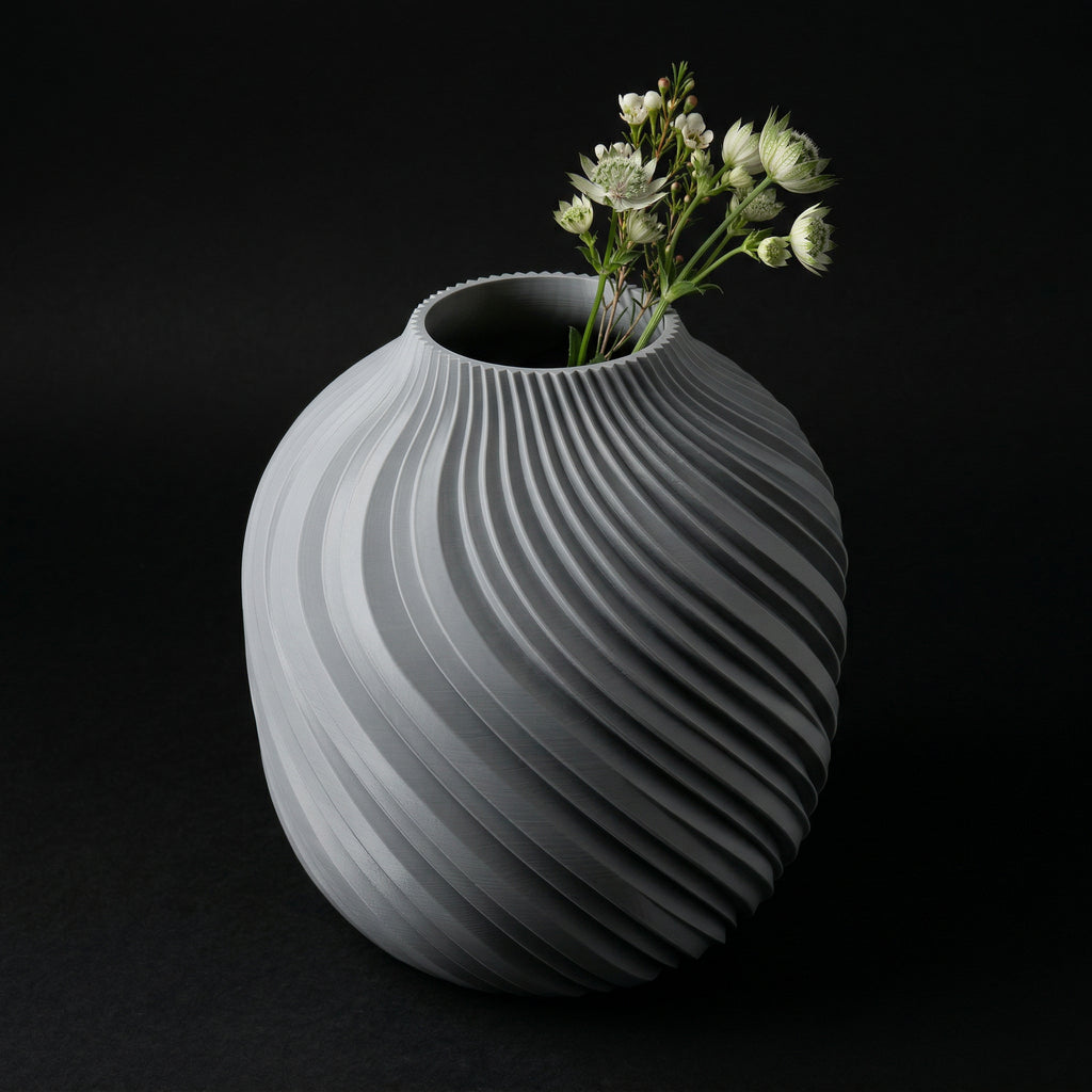 Vaso Voluta Design Curvo Cinza — foto 58