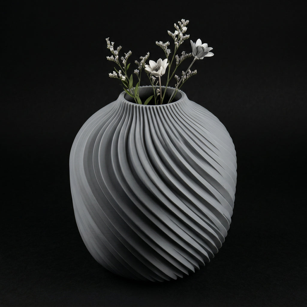 Vaso Voluta Design Curvo Cinza — foto 59
