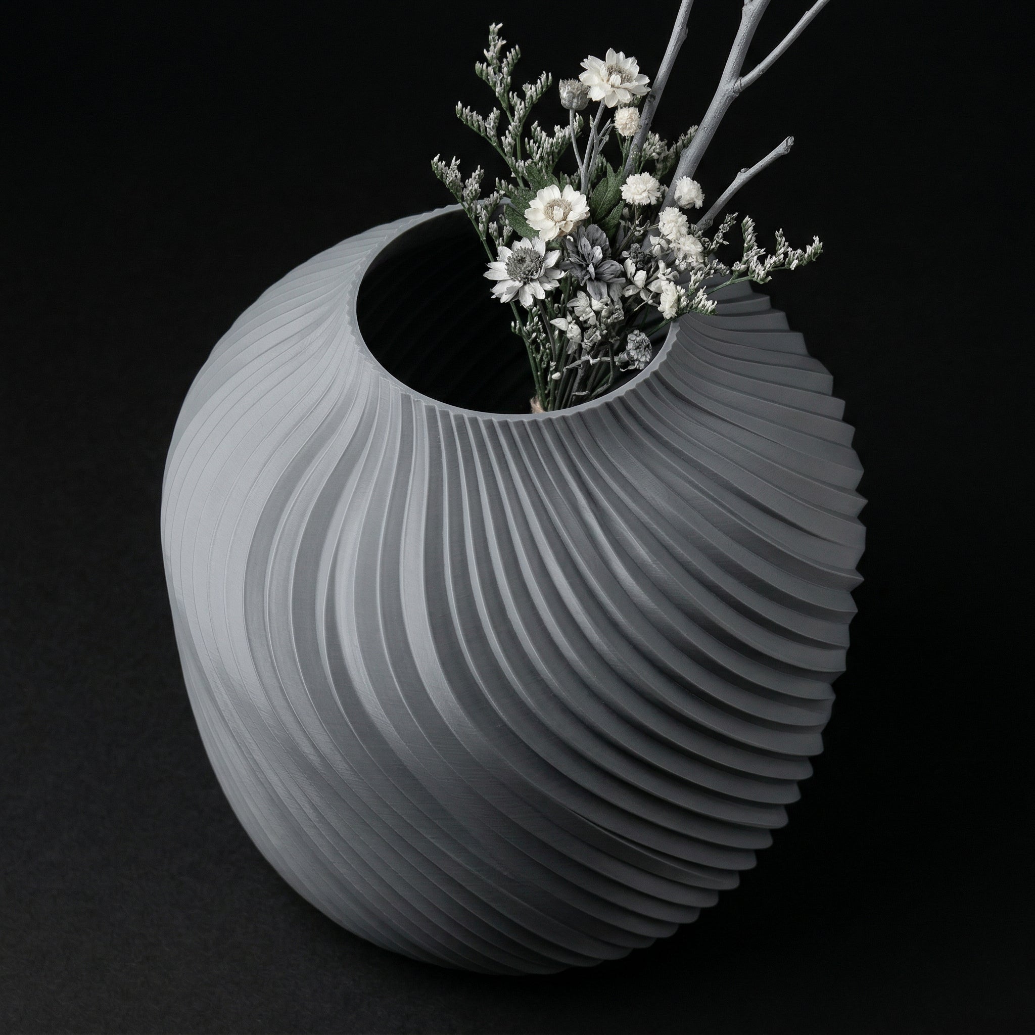 Vaso Voluta Design Curvo Cinza — foto 62