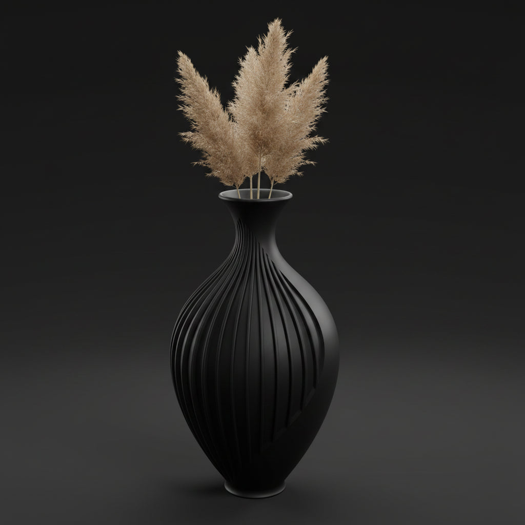 Vaso Voluta Textura Espiral - 200mm Preto — foto 7