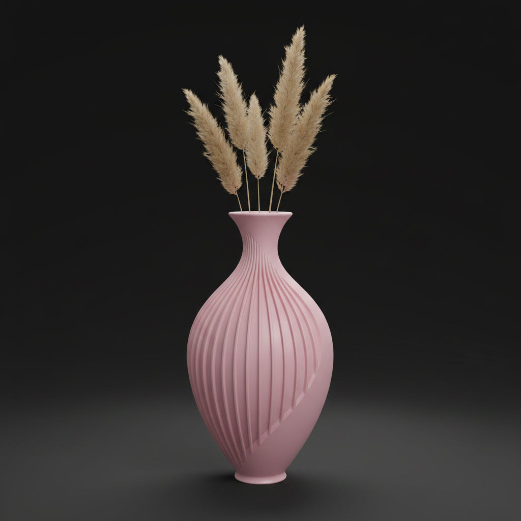 Vaso Voluta Textura Espiral - 200mm Rosa — foto 1