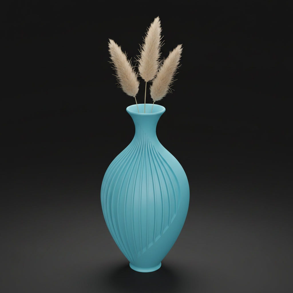 Vaso Voluta Textura Espiral - 200mm Azul — foto 4