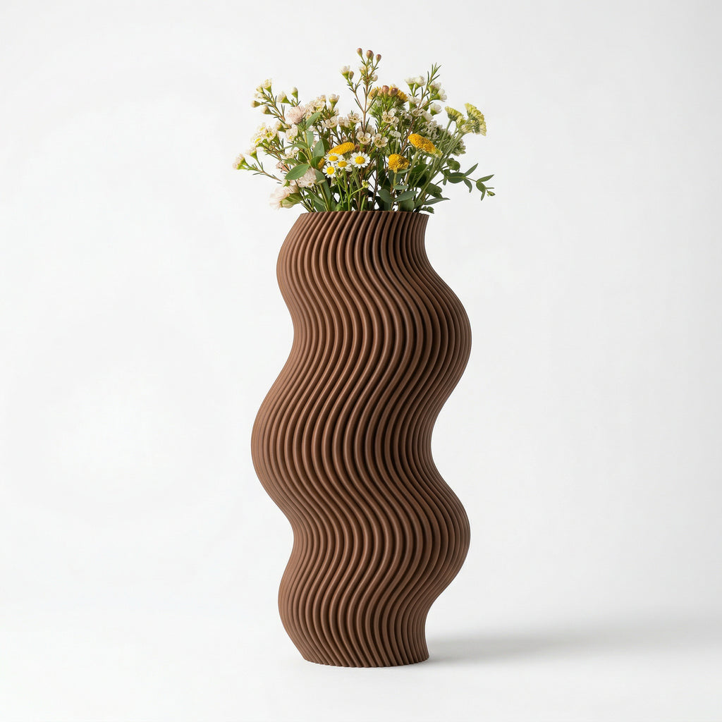 Vaso Aura Sinuosa Vertical Marrom — foto 20