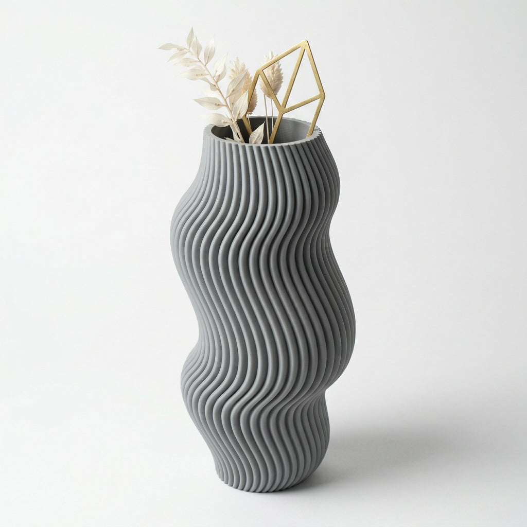 Vaso Aura Sinuosa Vertical Cinza — foto 14