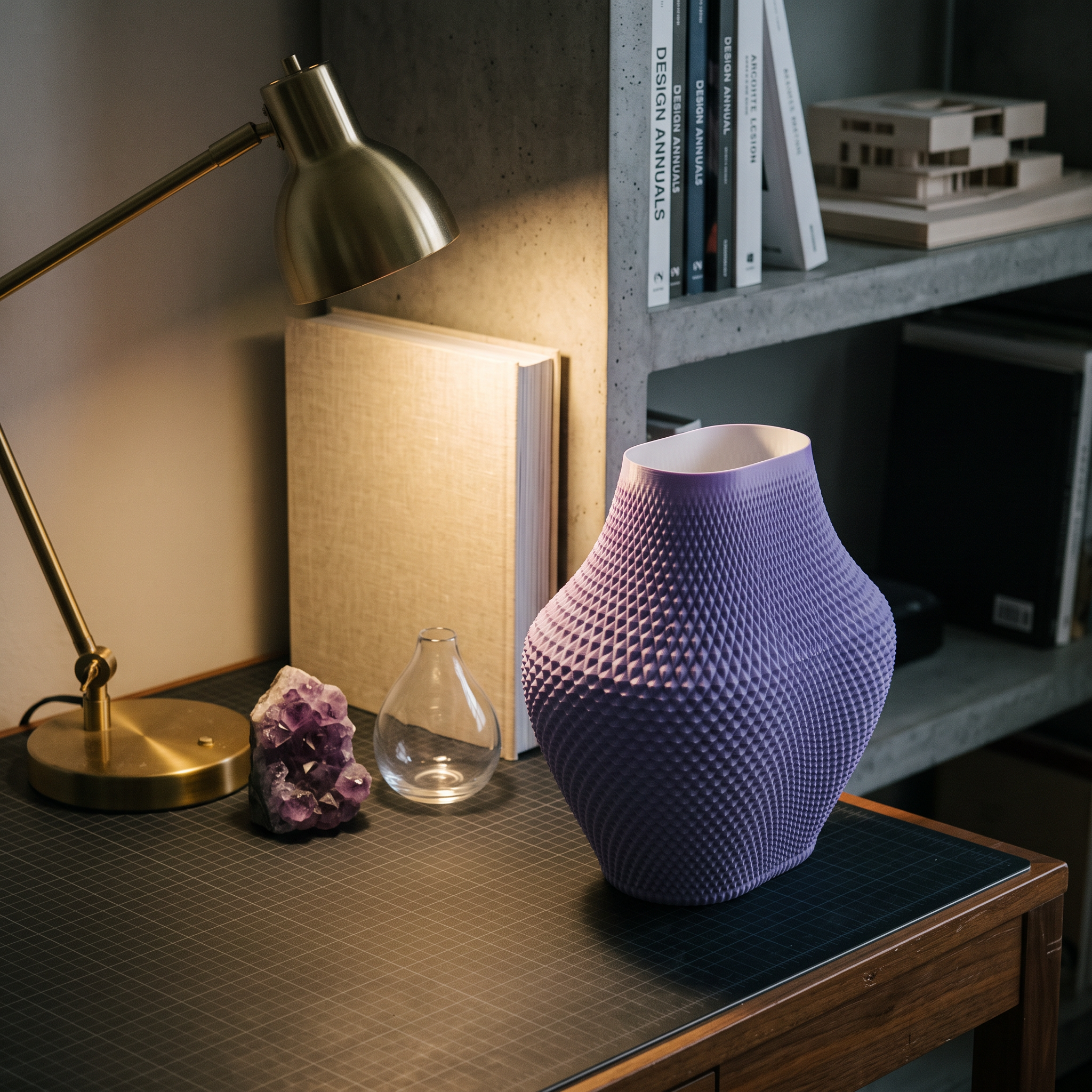 Vaso Grid - Architectural Centerpiece - 255mm — Lavanda Purple