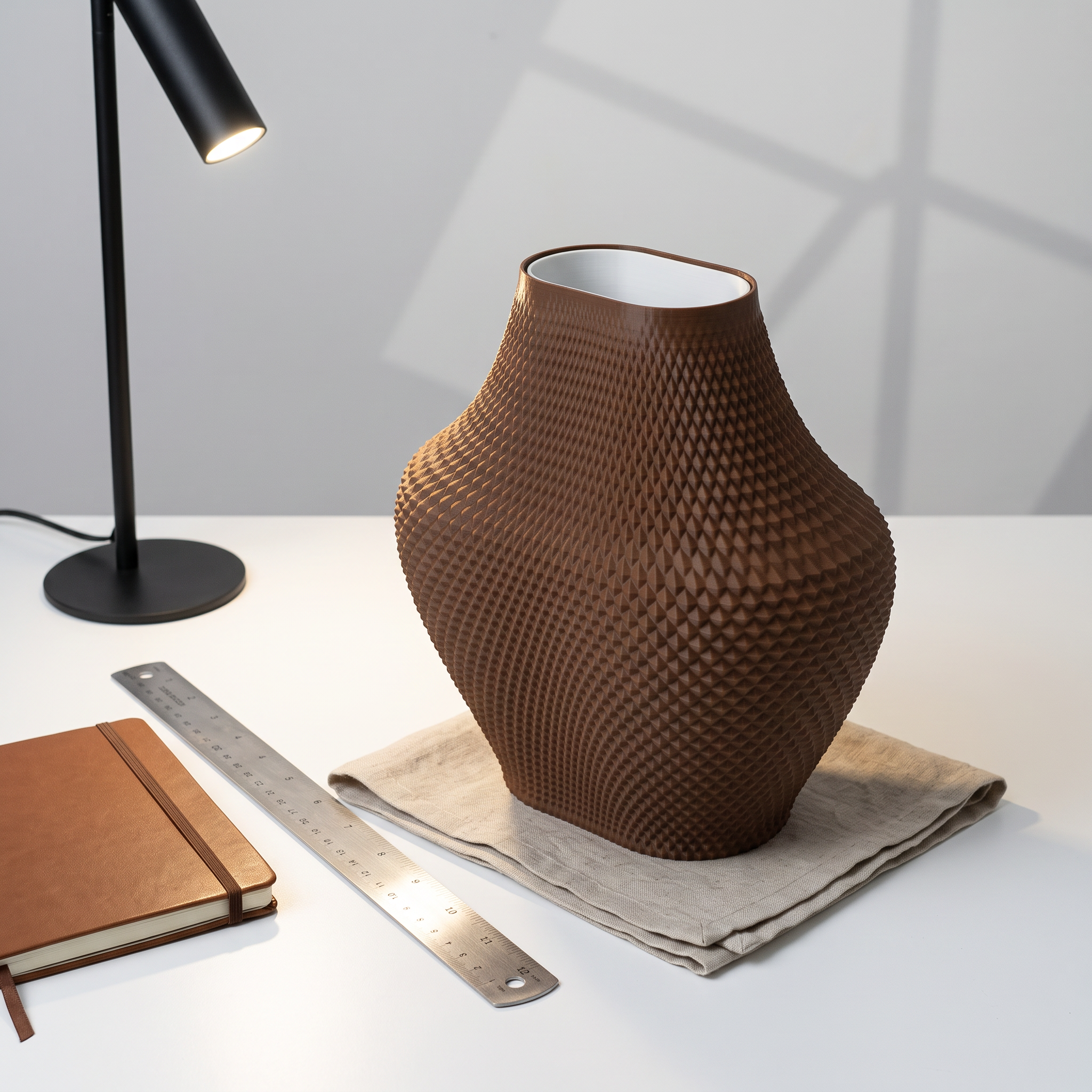 Vaso Grid - Architectural Centerpiece - 255mm — Marrom