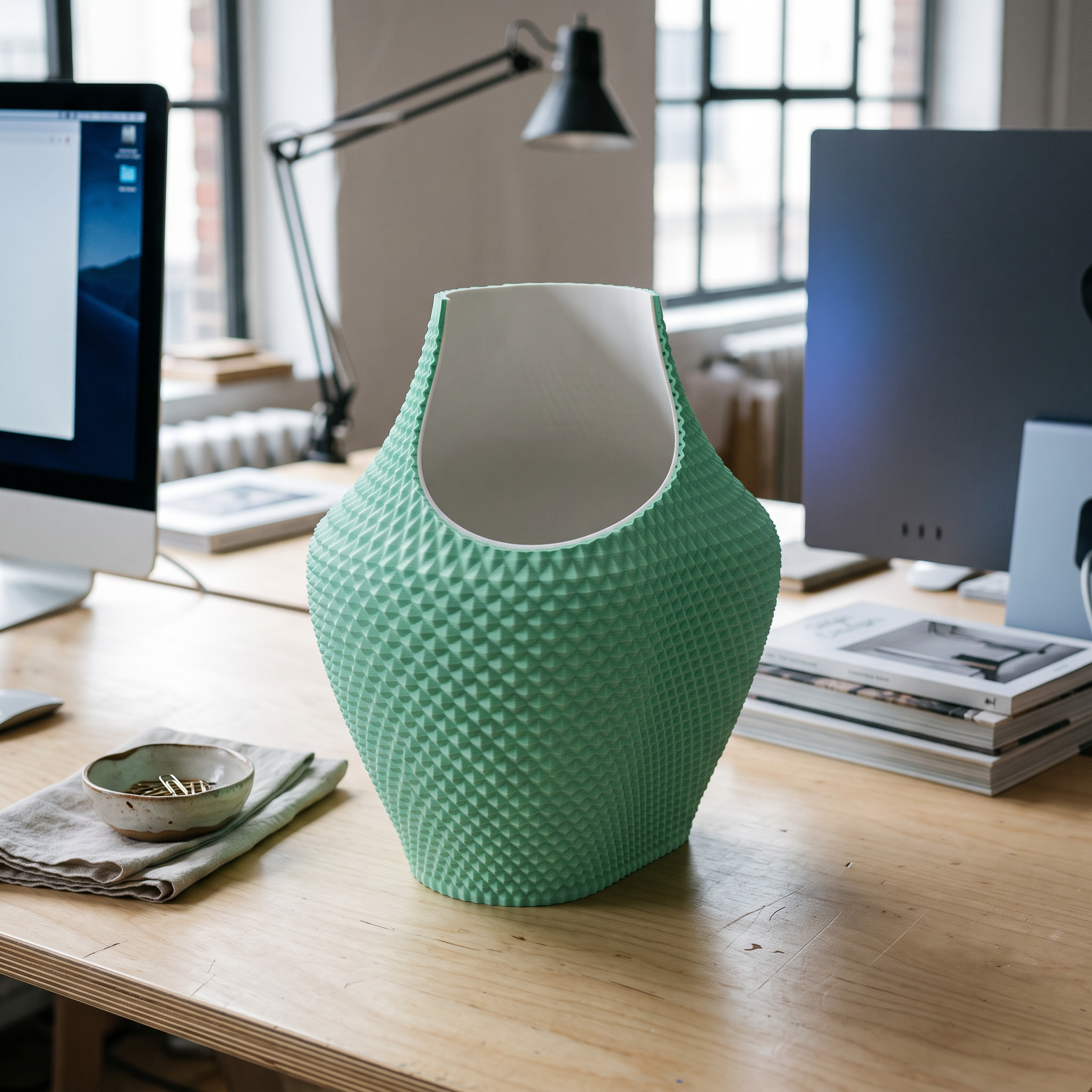 Vaso Grid - Architectural Centerpiece - 255mm — Mint Green
