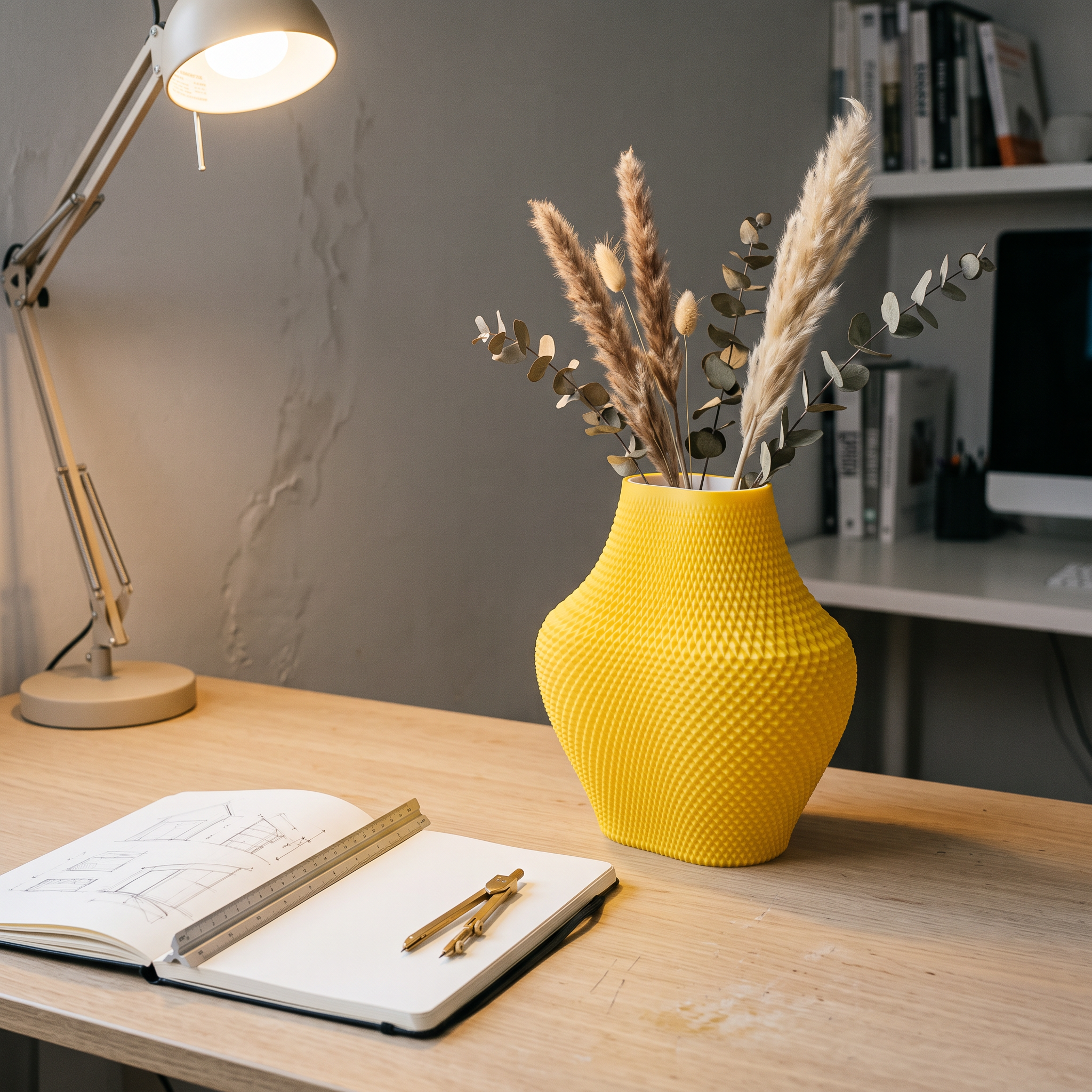 Vaso Grid - Architectural Centerpiece - 255mm — Sunshine Yellow